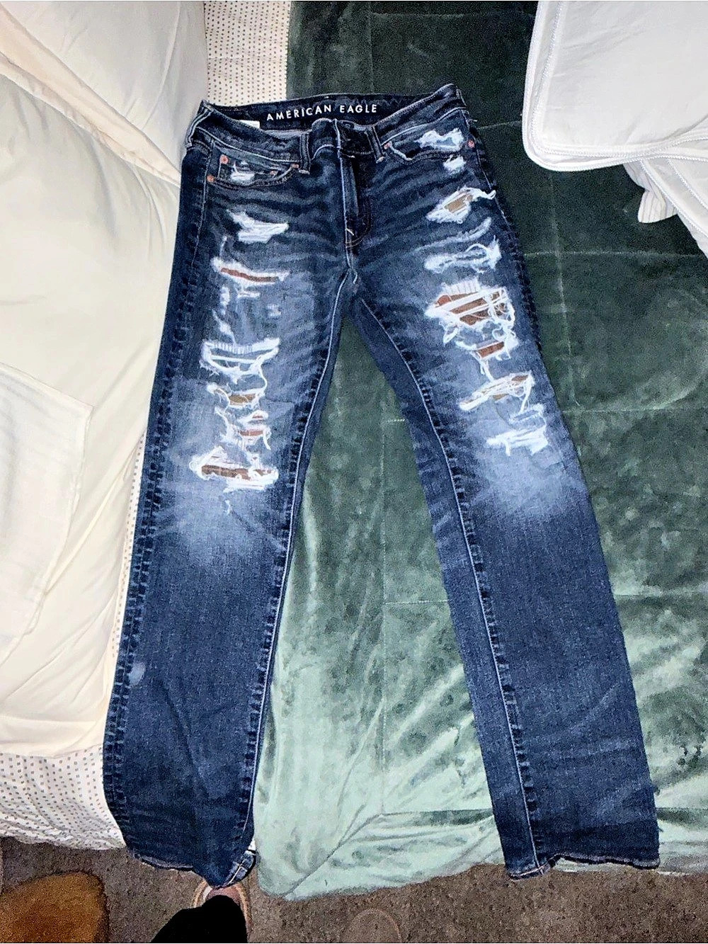 American Eagle Distressed Skinny Jeans WaistBlue